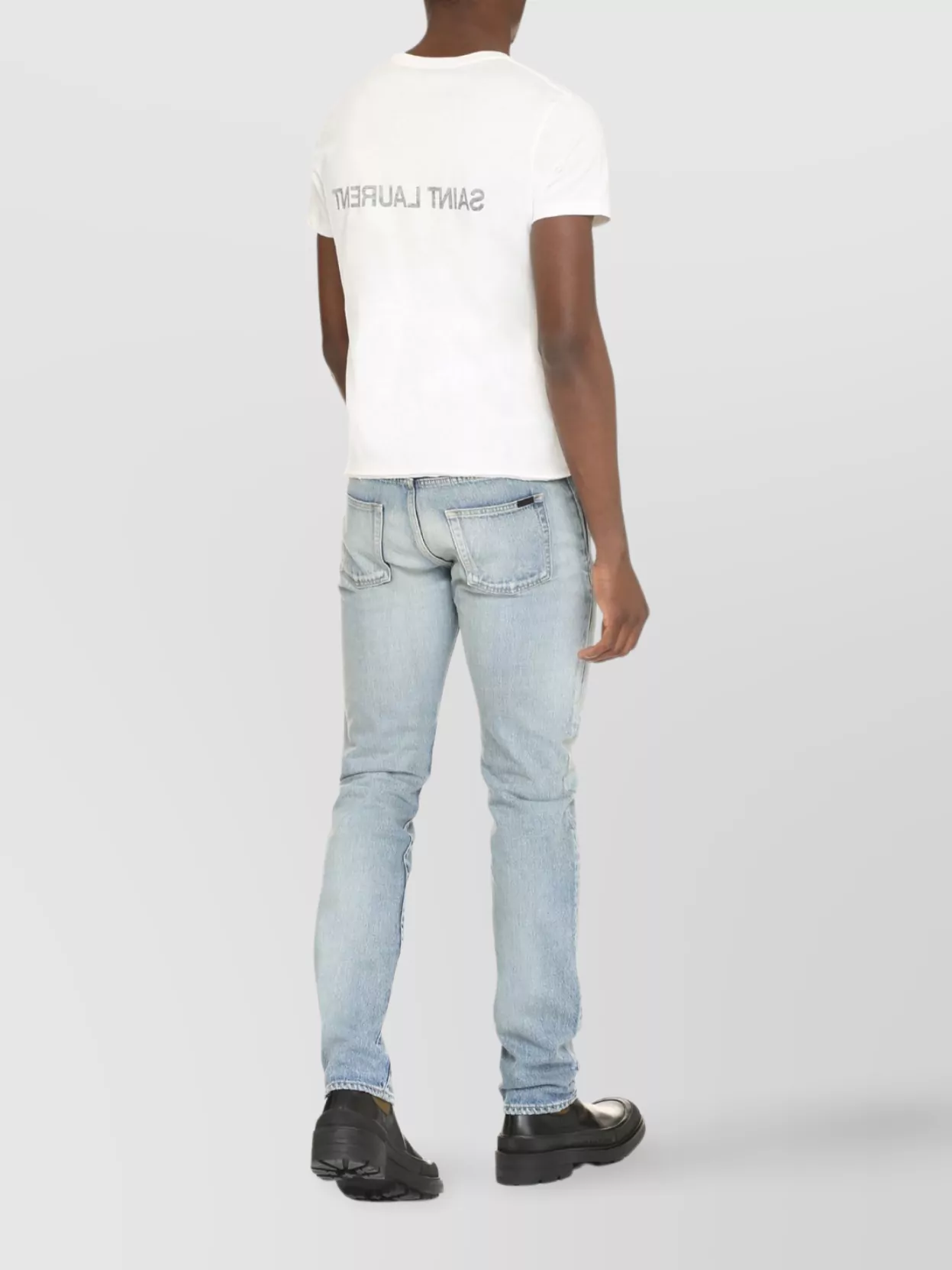 Shop Saint Laurent Ribbed Crew-neck Cotton T-shirt