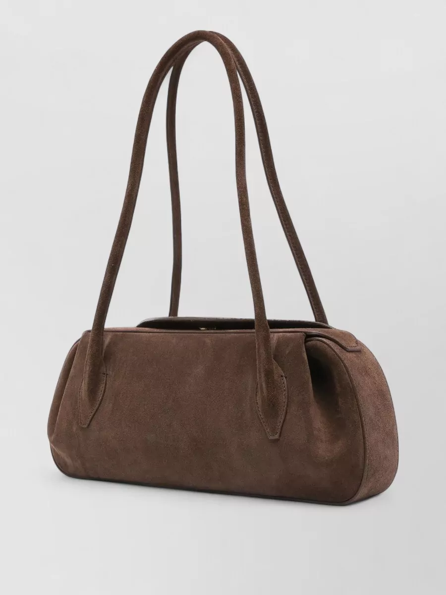 Yuzefi Shoulder Bag Long Handles Oval Suede