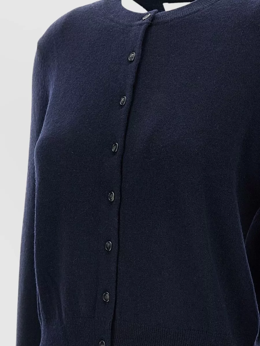 Lisa Yang Cashmere Ribbed-Trim Crew-Neck Cardigan