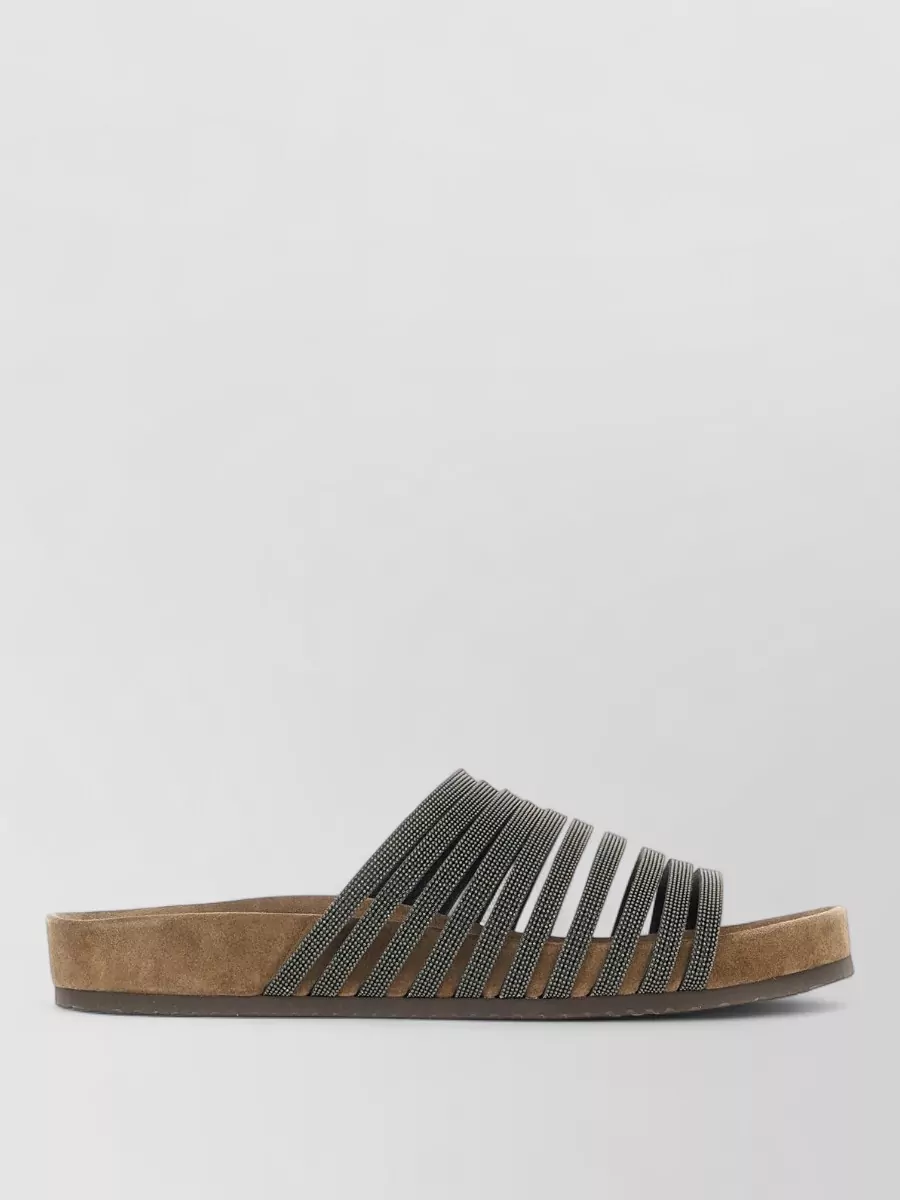 Brunello Cucinelli Embellished Leather Slides