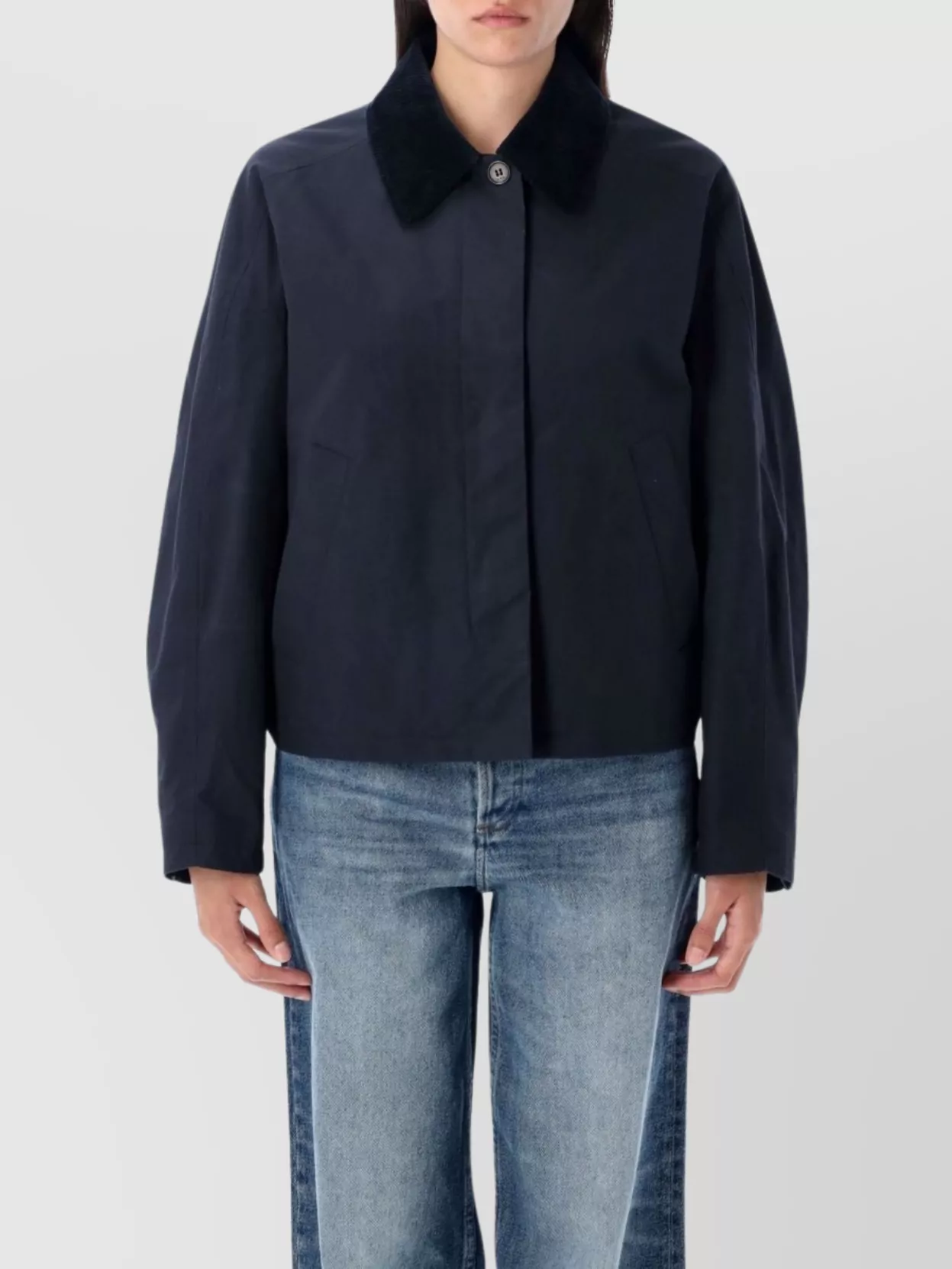 Apc Cropped Jacket With Collared Design And Front Pockets In Blue