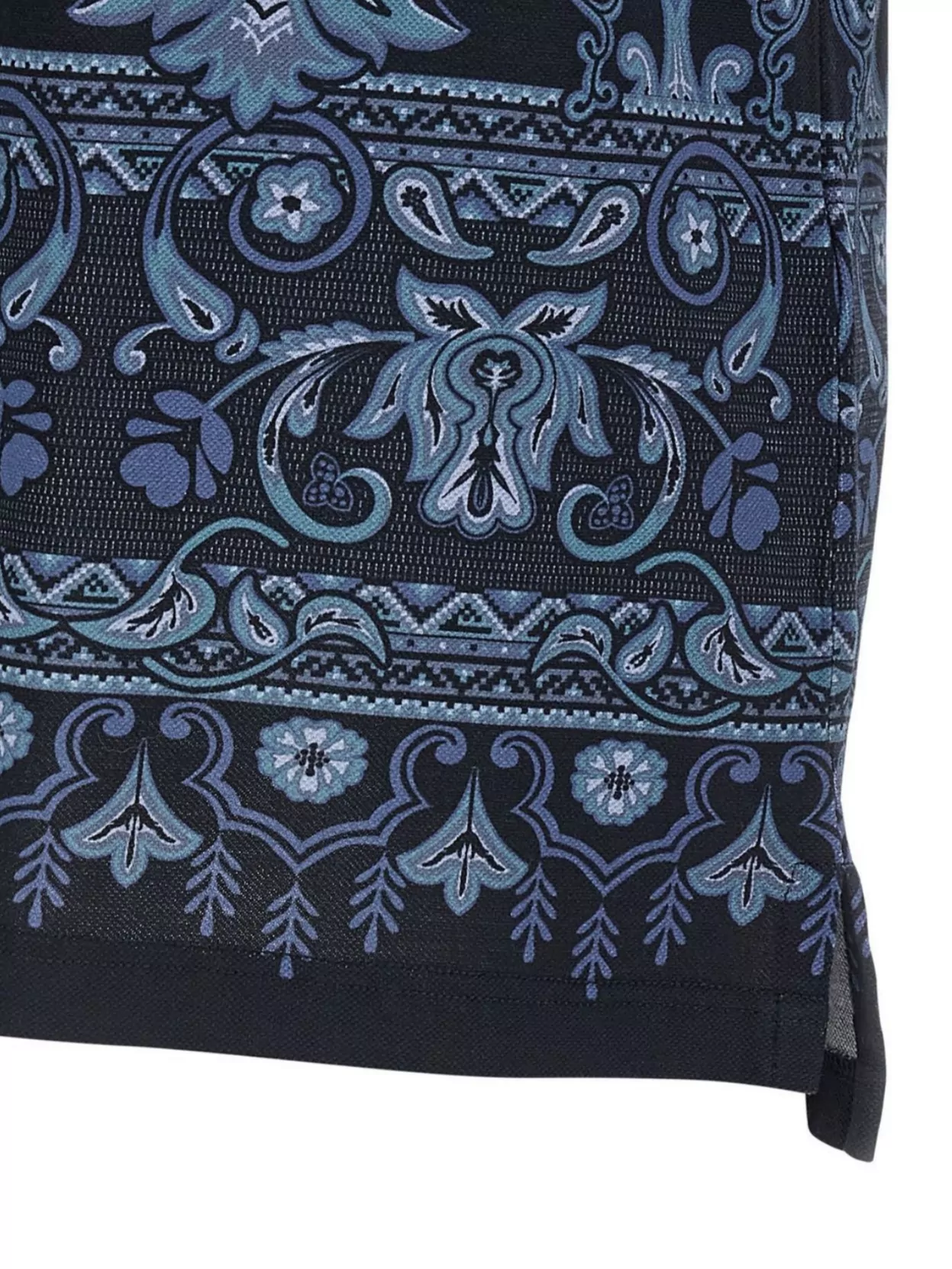 Etro Paisley Print Ribbed Collar Polo Shirt