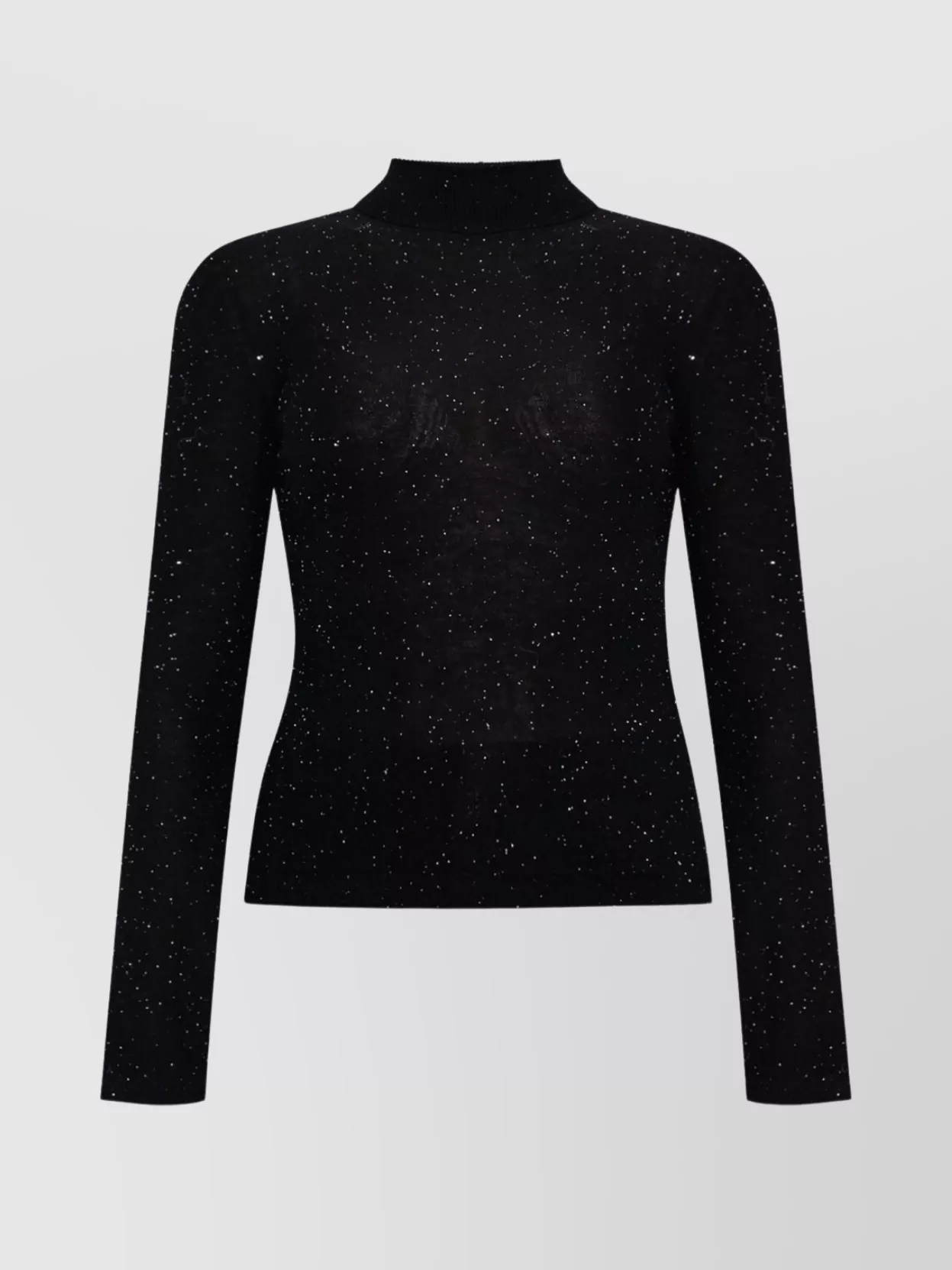 Fabiana Filippi Sparkling Finish Turtleneck Wool Sweater In Black