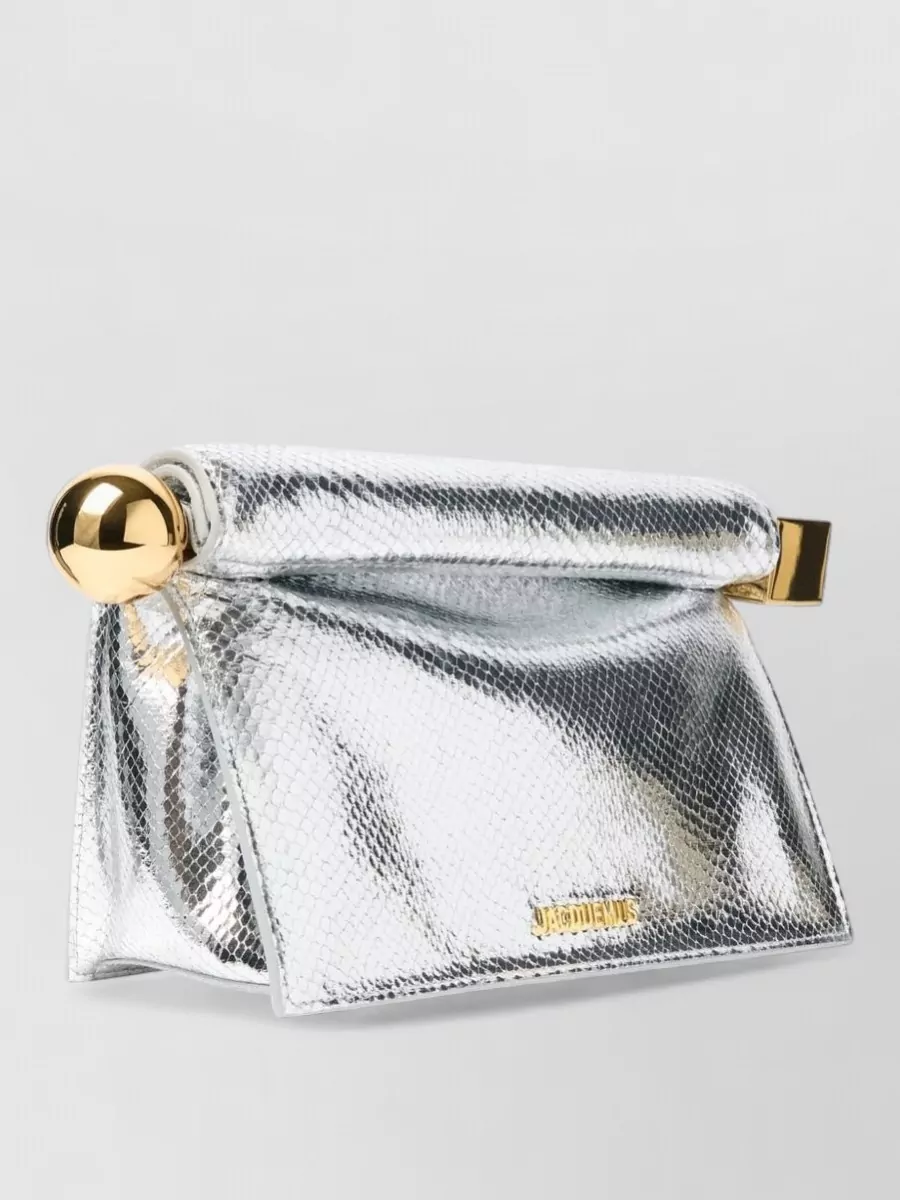 Jacquemus Structured Lizard Effect Clutch Bag Top Handle