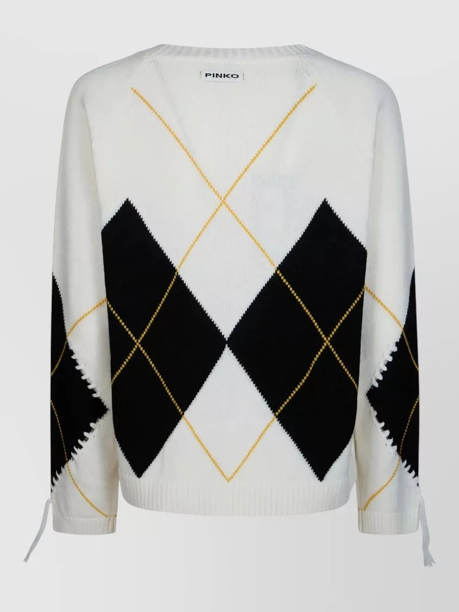 Pinko Wool Cashmere Argyle Crewneck Sweater