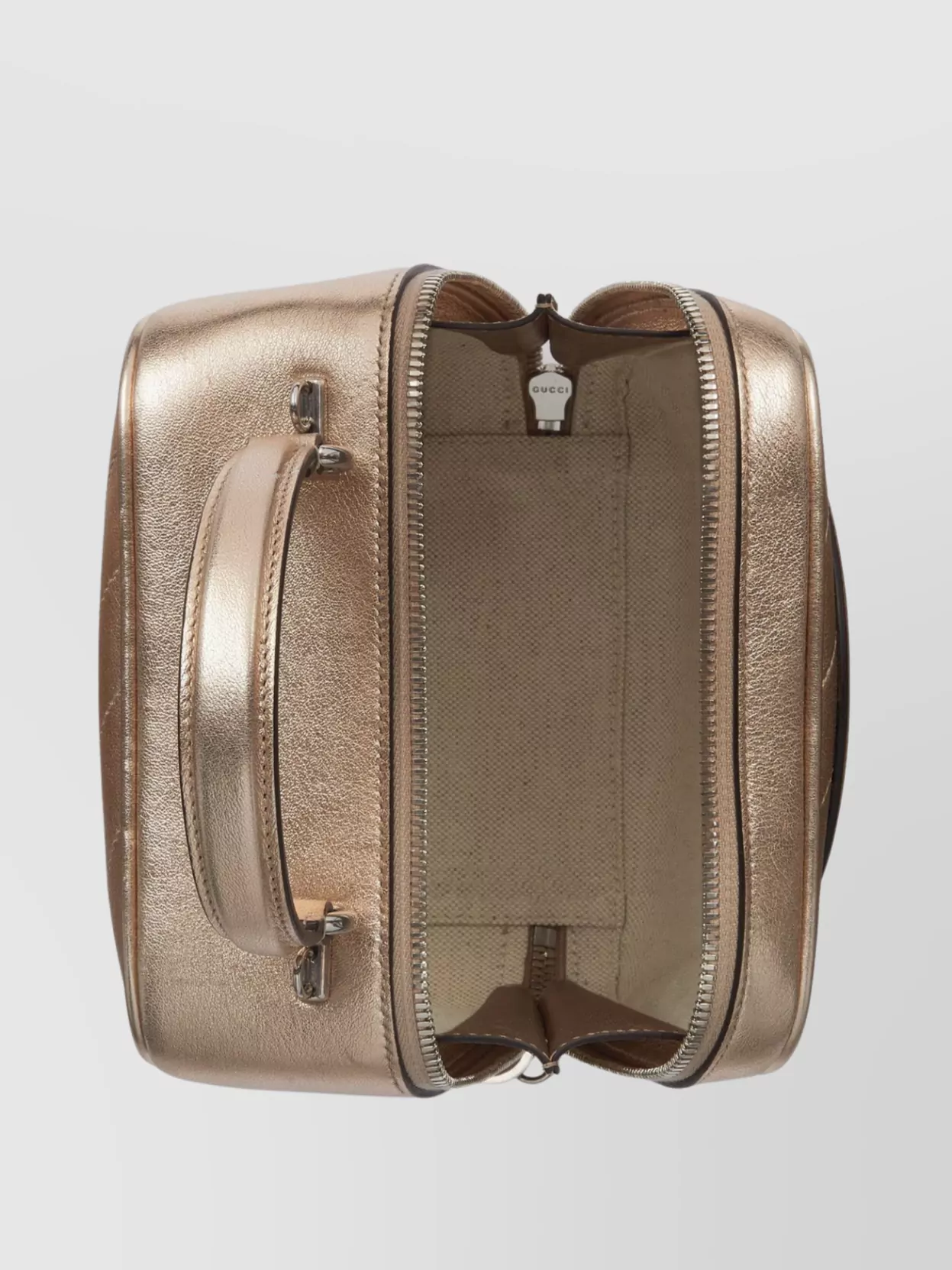 Gucci Metallic Leather Clutch Bag With Detachable Strap
