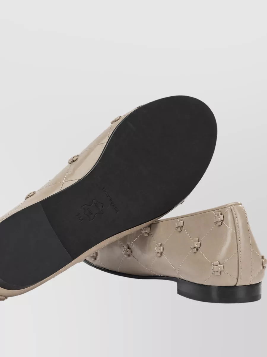 Tory Burch Leather Cap-Toe Ballerina Flats