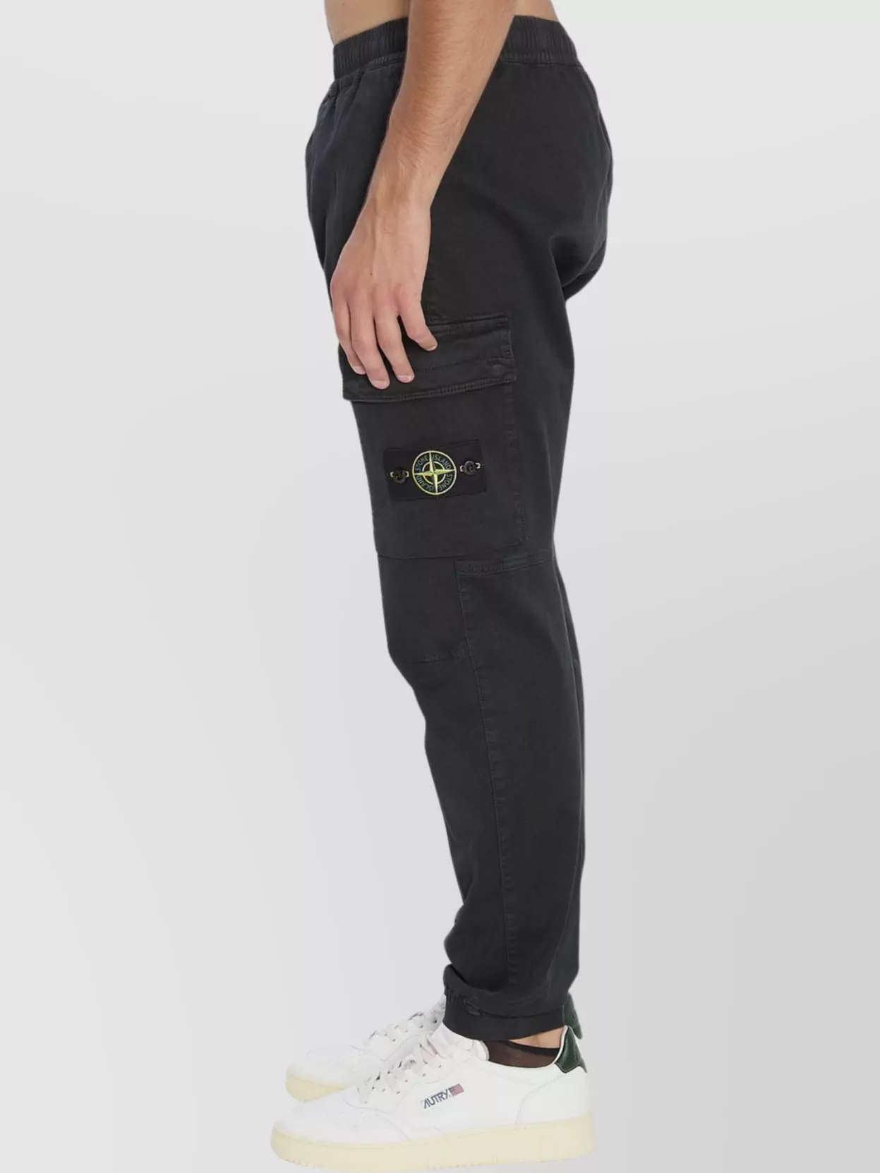 Stone Island Utility Trousers Featuring Elasticated Cuffs In Black