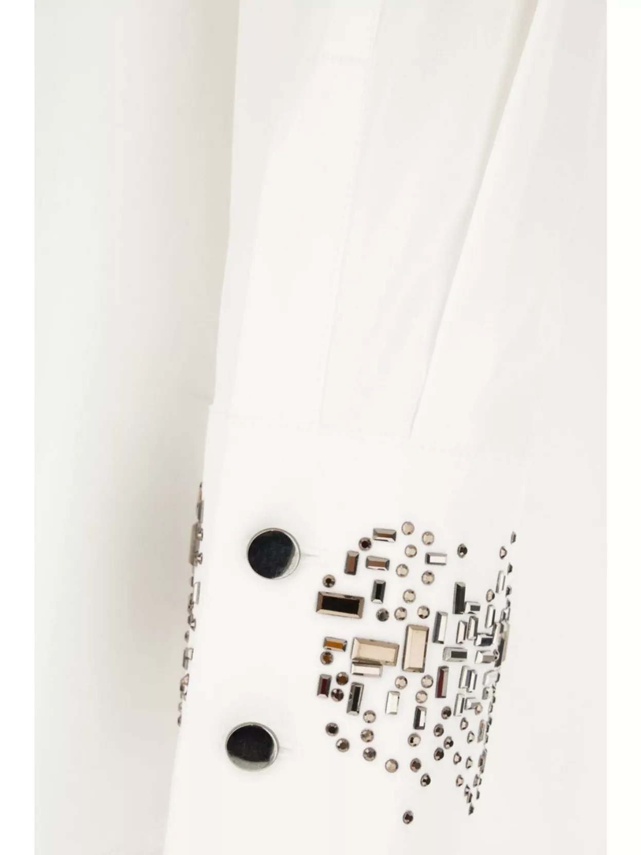 S Max Mara Cotton Poplin Shirt Rhinestone Embellishments