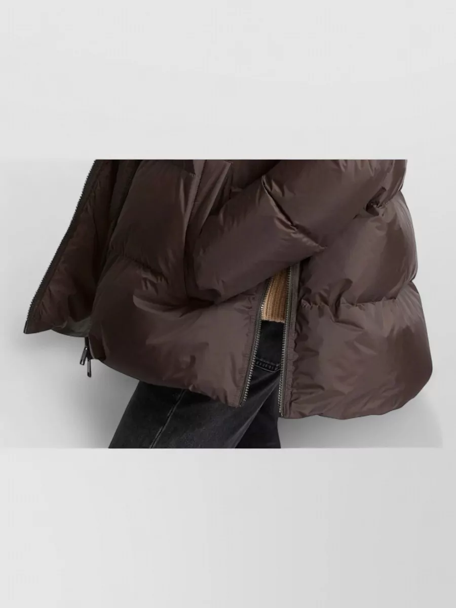Yves Salomon Down A-Line Hooded Coat With Shearling Collar