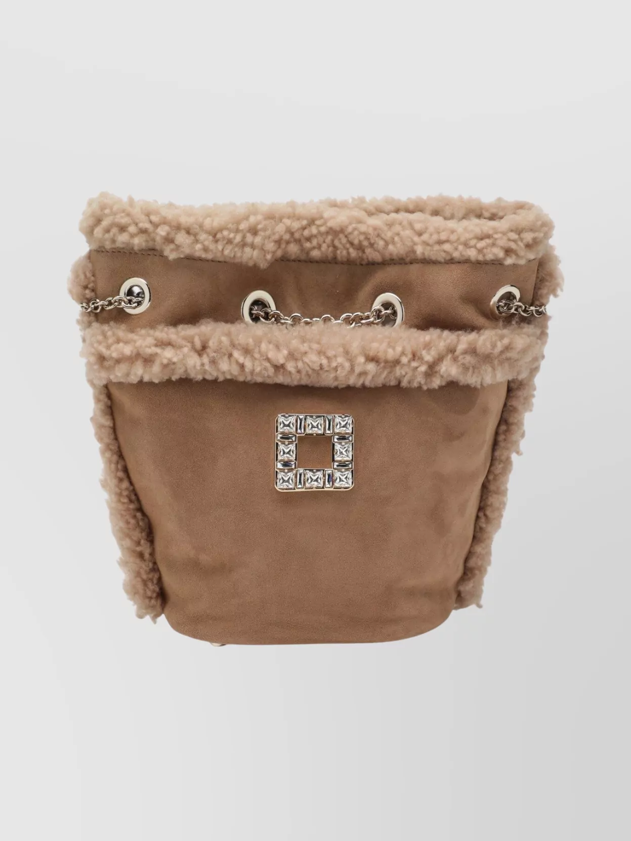 Roger Vivier Tres Vivier Backpack With Buckle And Chain Strap In Brown