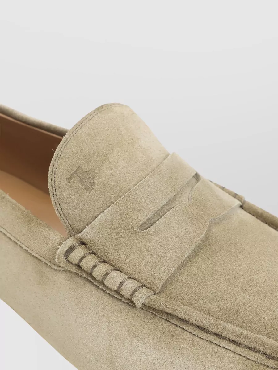 Tod's Suede Loafers Round Toe Rubber Sole