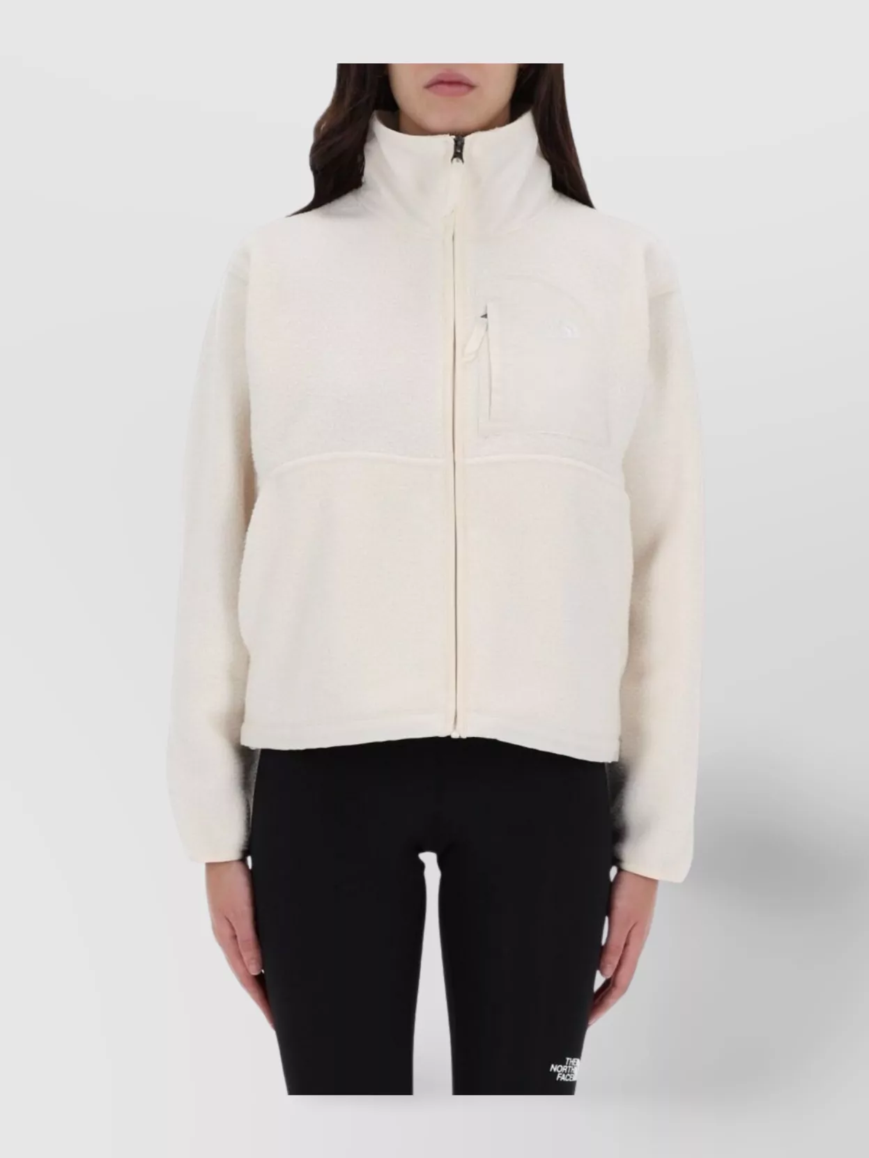 The North Face Fleece Jacket With High Collar And Pocket In White