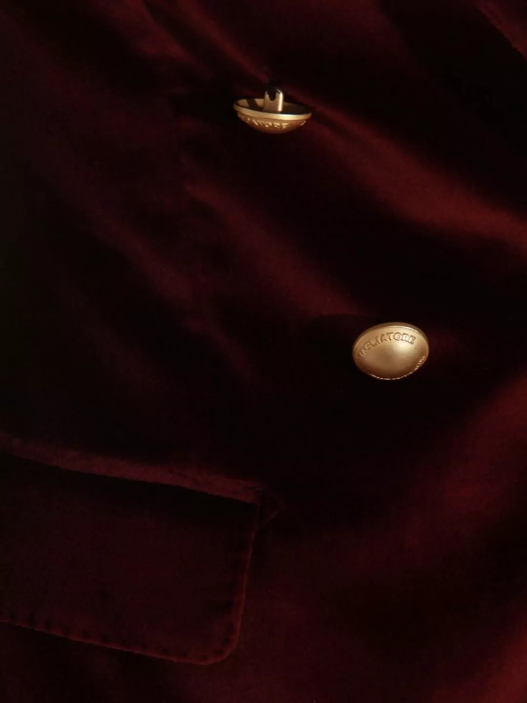 Tagliatore Double-breasted Velvet Blazer Gold-tone Buttons In Burgundy