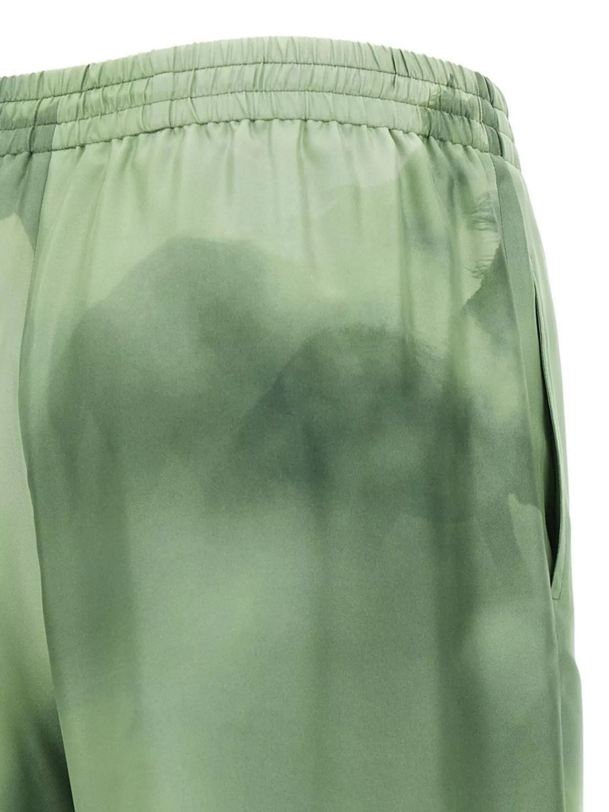 Stella Mccartney Printed Trousers With Elastic Waistband And Pockets In Green