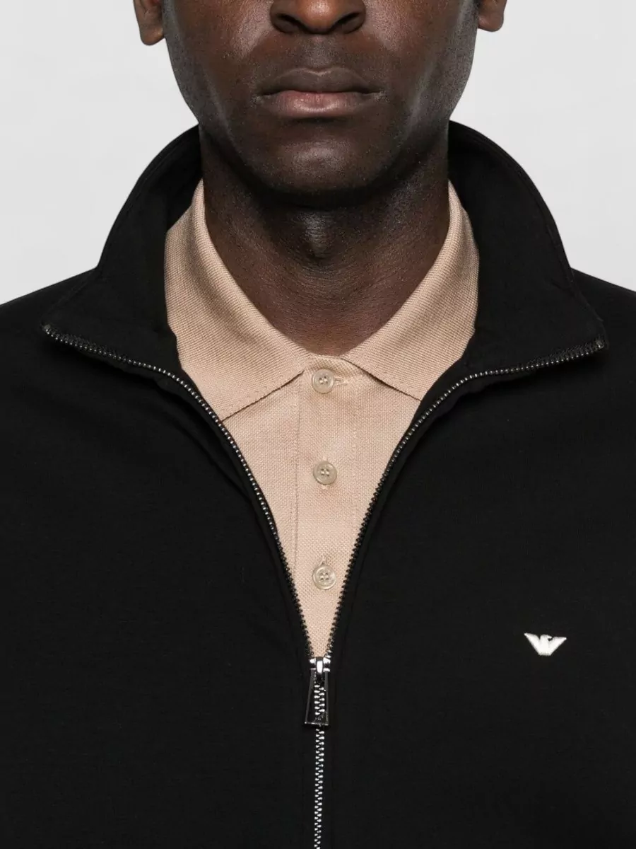 Emporio Armani High Neck Zip Cotton Sweatshirt