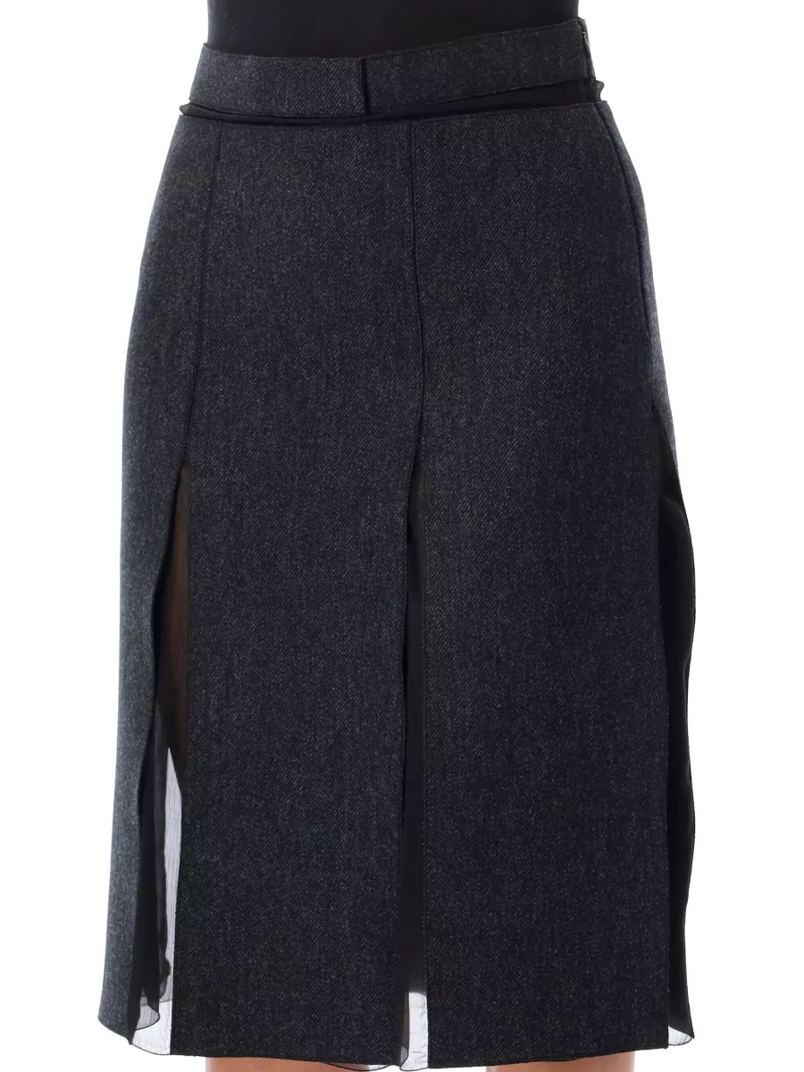 Prada Wool Flared Midi Skirt