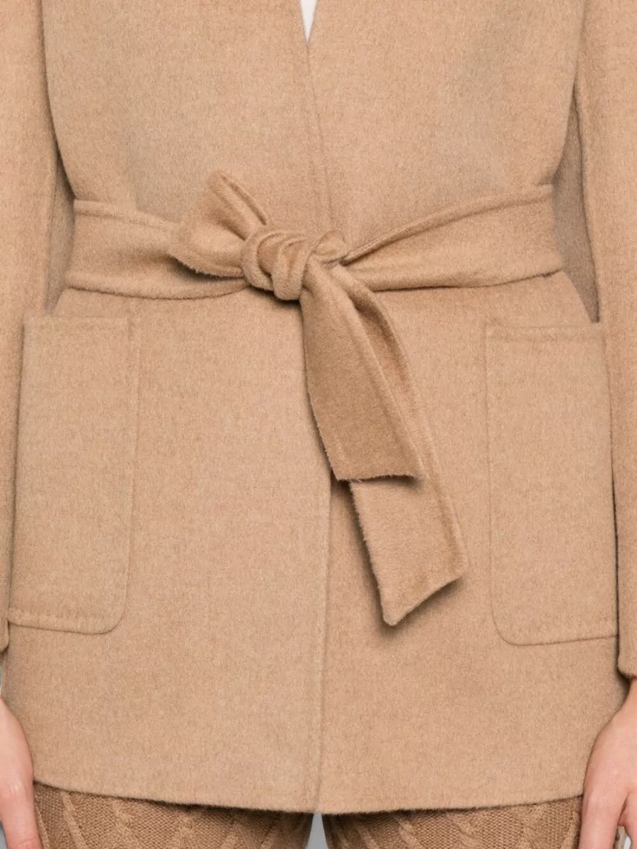 Max Mara Wool Jacket Belted Waist Long Sleeves