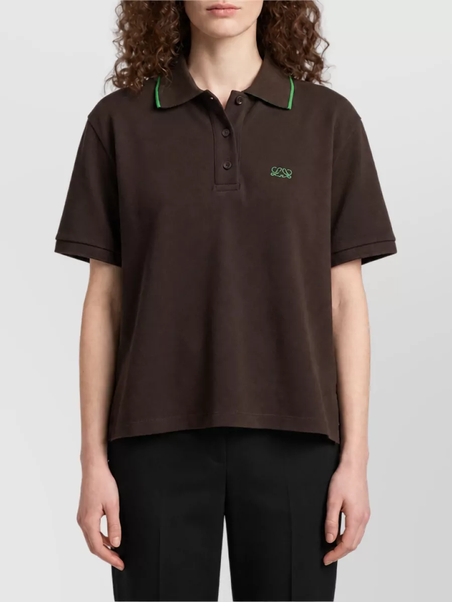Loewe Cotton two-tone asymmetric relaxed-fit polo shirt