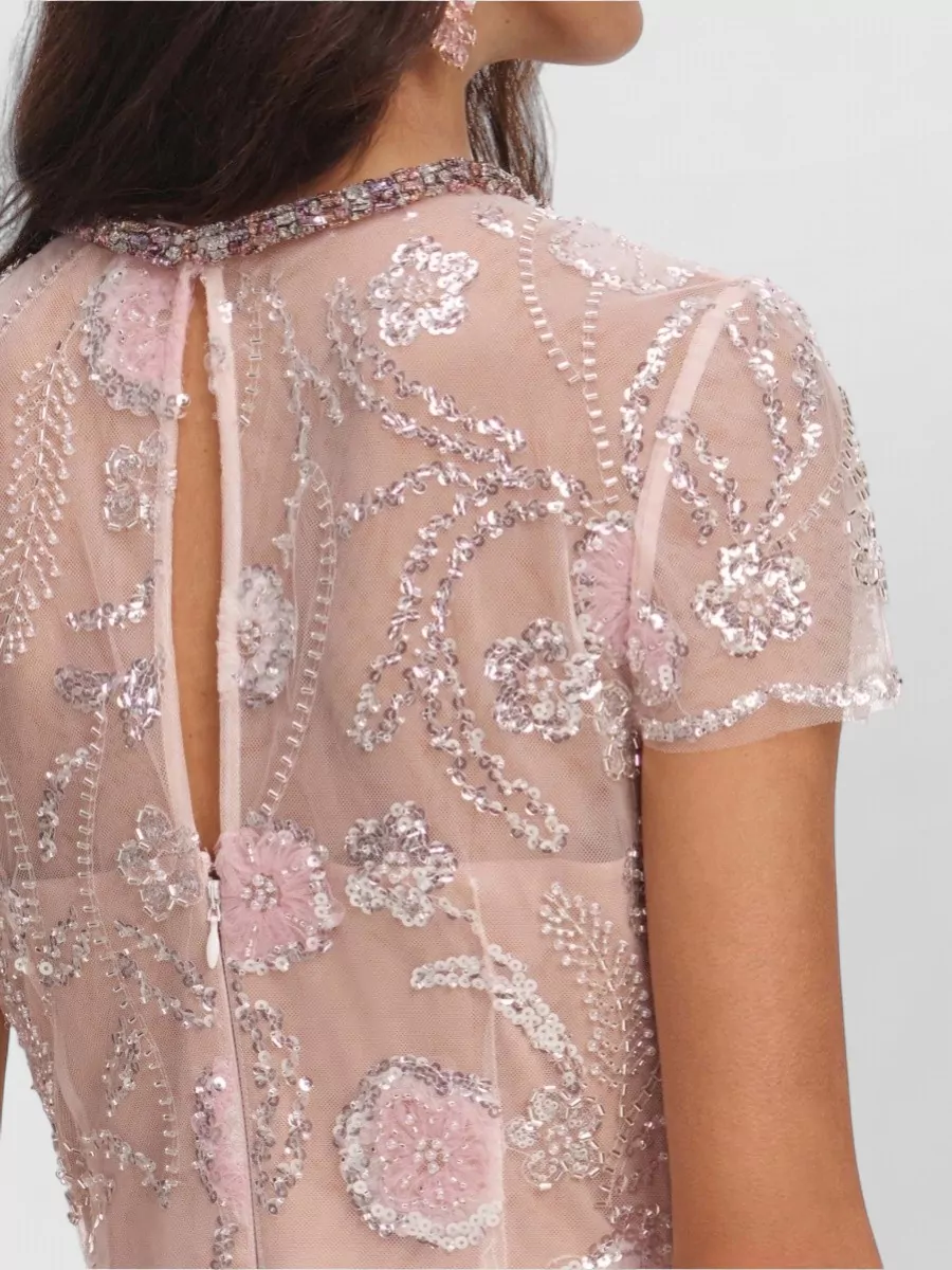 Self-Portrait Sequin Embellished Floral Midi Dress