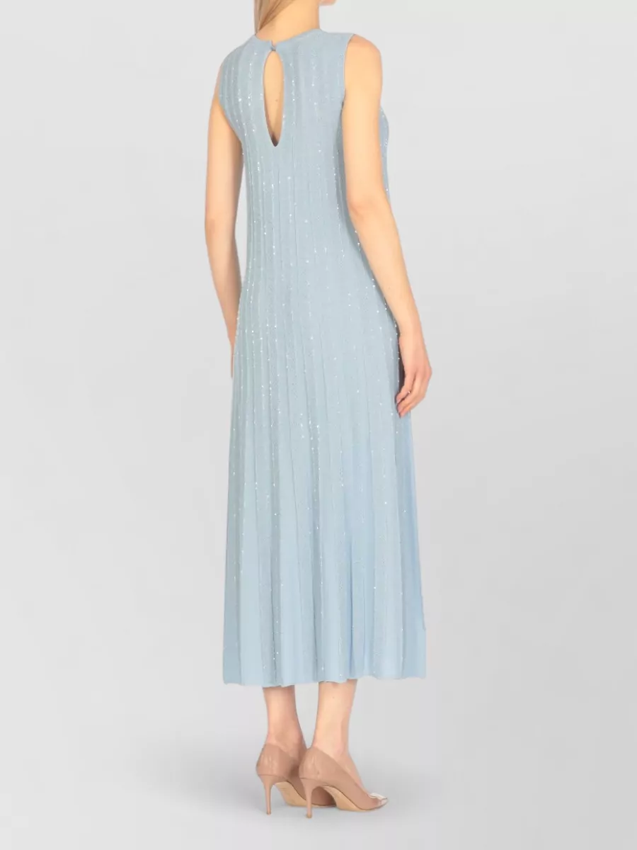 D.exterior Sequinned V-Neck Sleeveless Maxi Dress