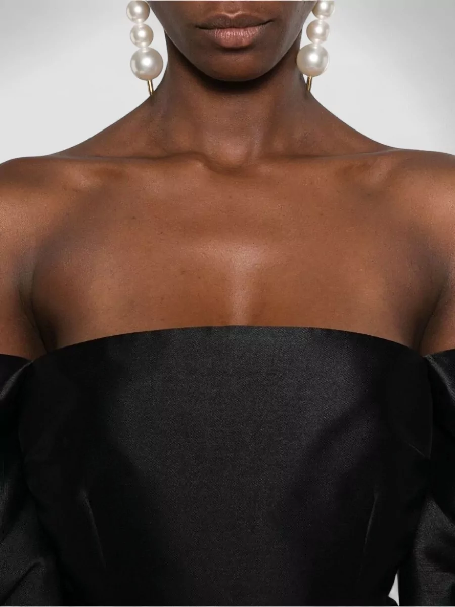 Solace London Long-Sleeve Draped Mini Dress