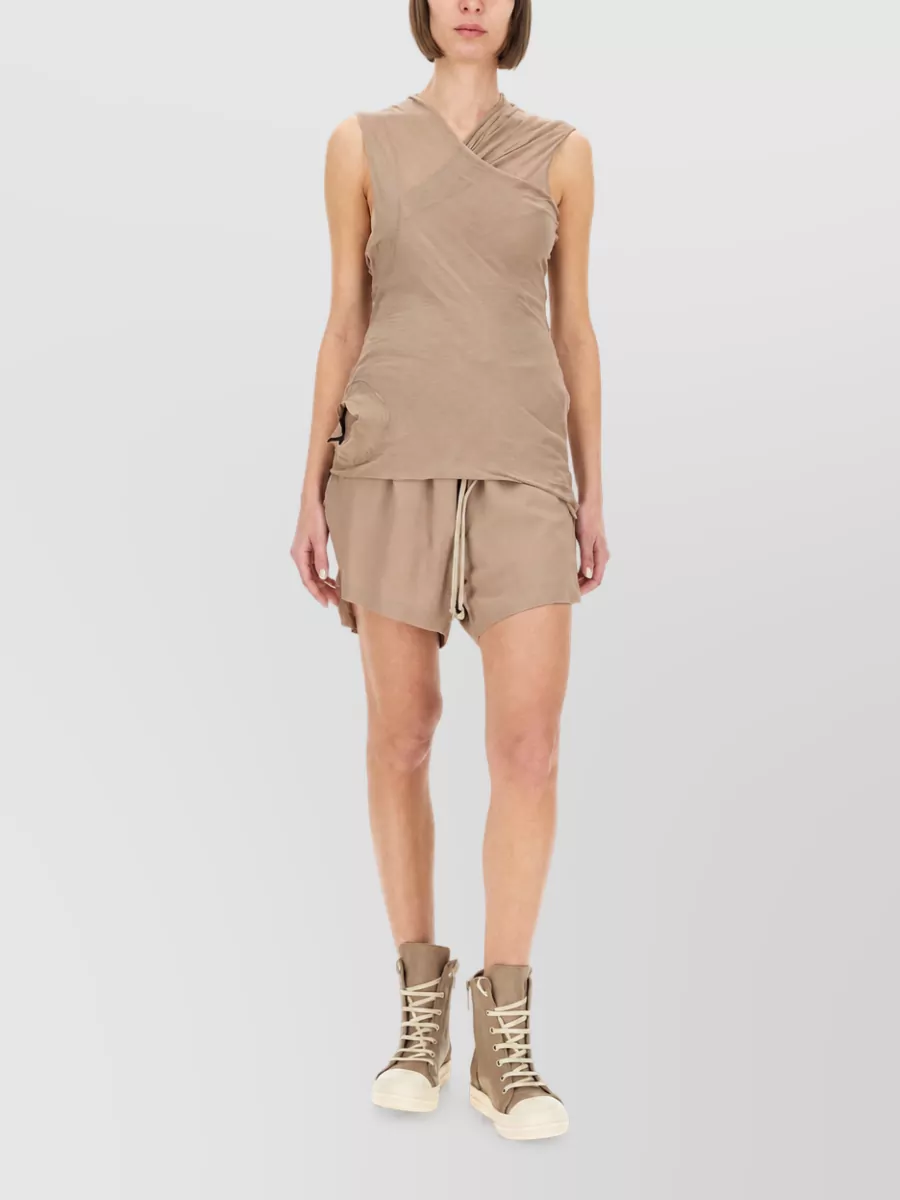 Rick Owens Cotton Crossover Tank Top In Neutral