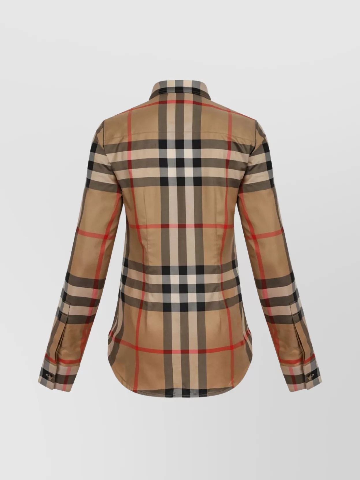 Burberry Check Pattern Collared Neck Cuffed Long Sleeves In Brown