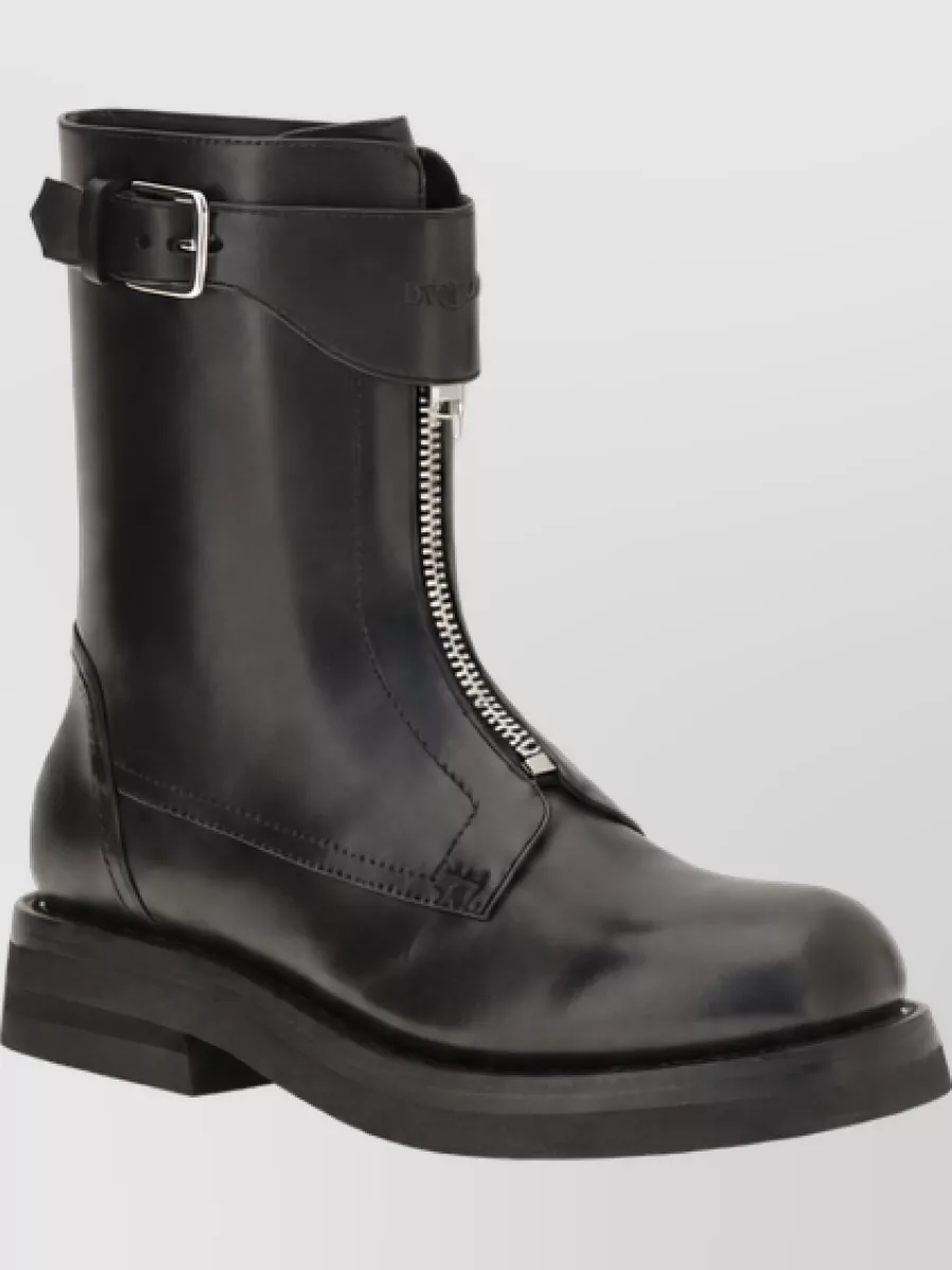 Alexander Mcqueen Calf Leather Lace-Up Boots