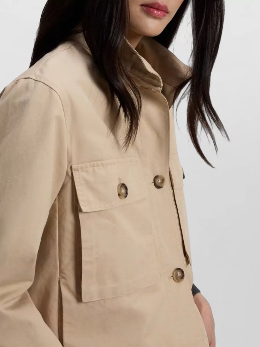 Woolrich Cotton Canvas Stand Collar Buttoned Overshirt