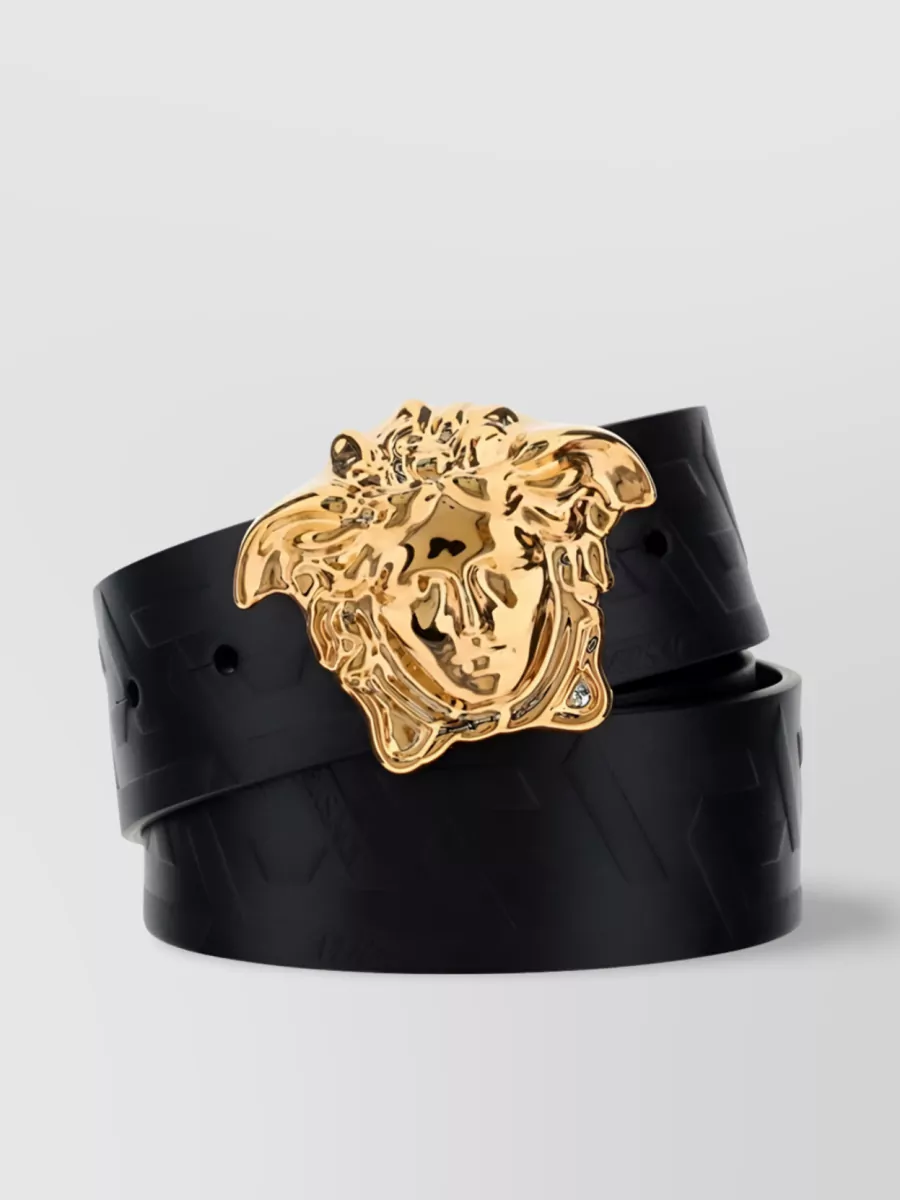 Shop Versace Medusa Emblem Belt In Black