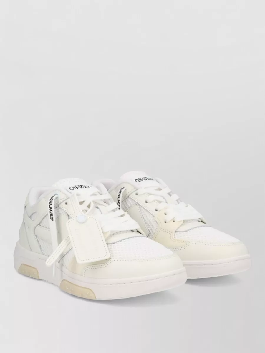 Off-White Low Sneakers Round Toe Perforated Panels