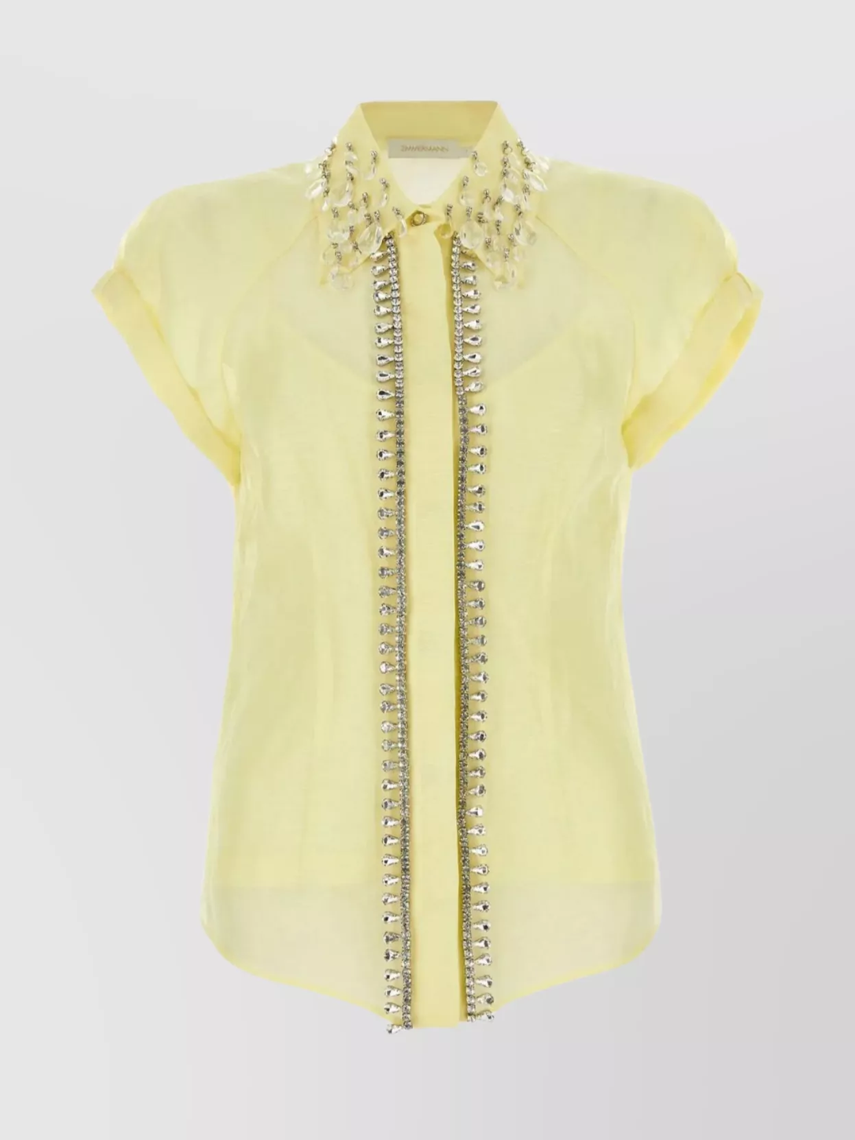 Shop Zimmermann Linen Blend Matchmaker Shirt With Jewel Embellishment