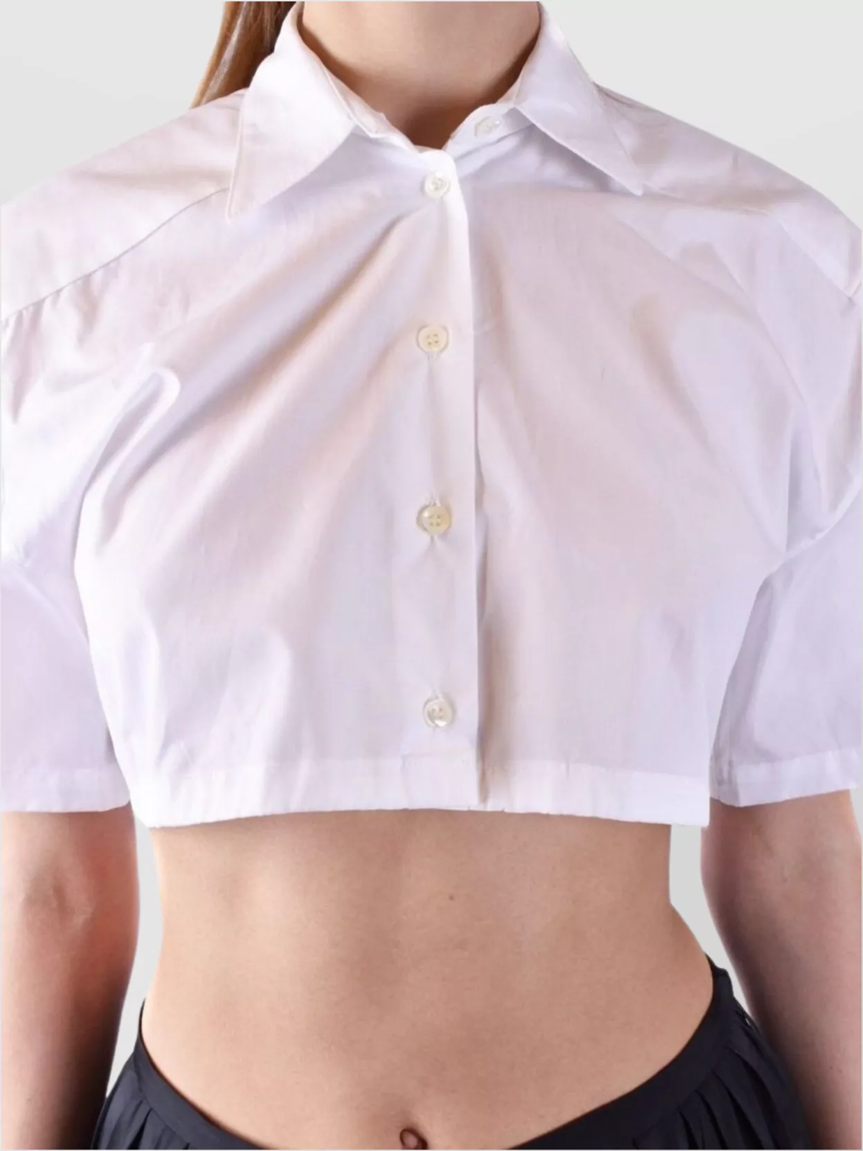 Laneus Cropped Collared Shirts Open Back