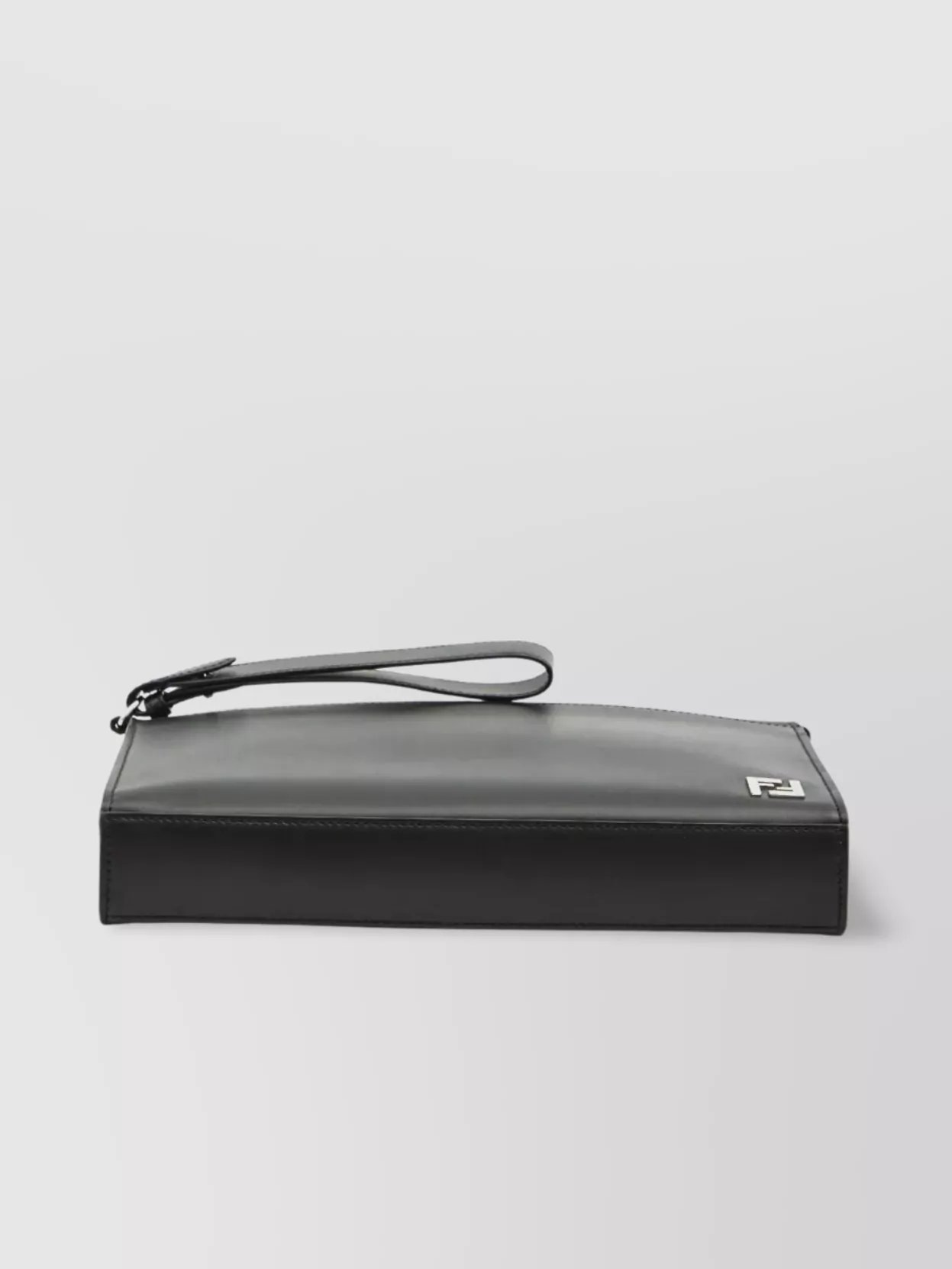 Fendi Leather And Canvas Ff Squared Clutch Bags In Black