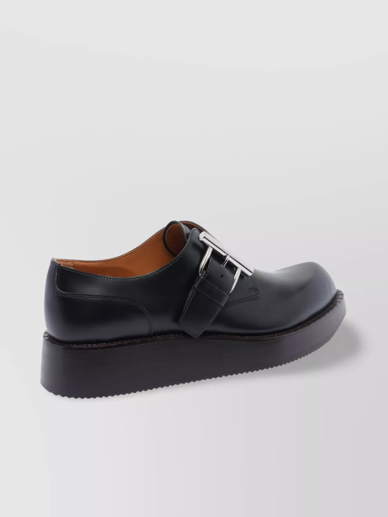 Alexander Mcqueen Round Toe Leather Loafers With Platform Sole