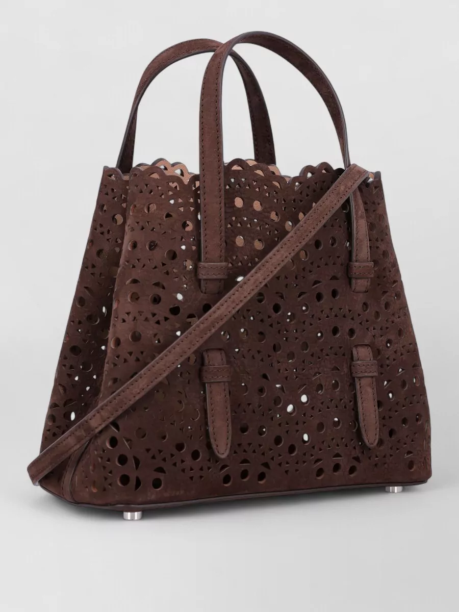 Alaïa Calfskin Nubuck Leather Mina 20 Small Tote Bag