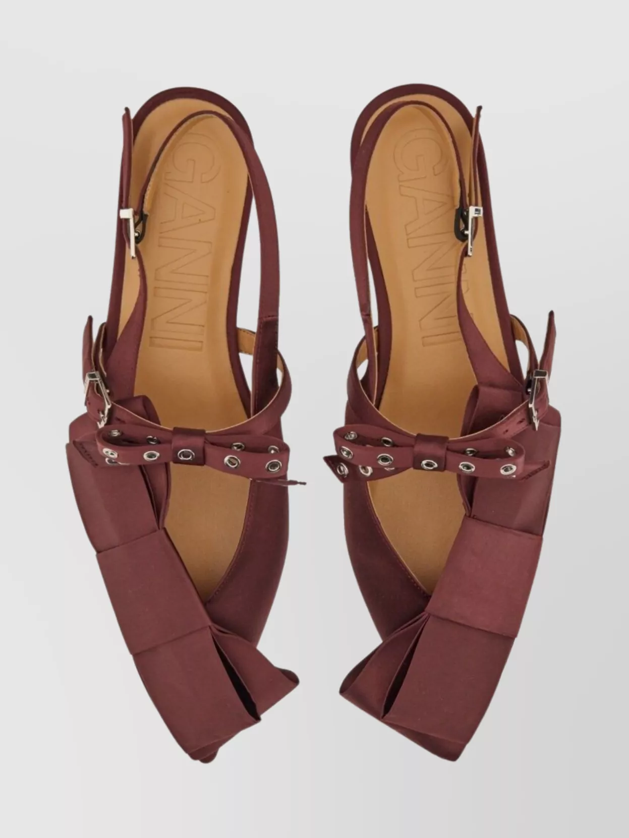 Ganni Square Toe Strappy Sling Back Ballerina