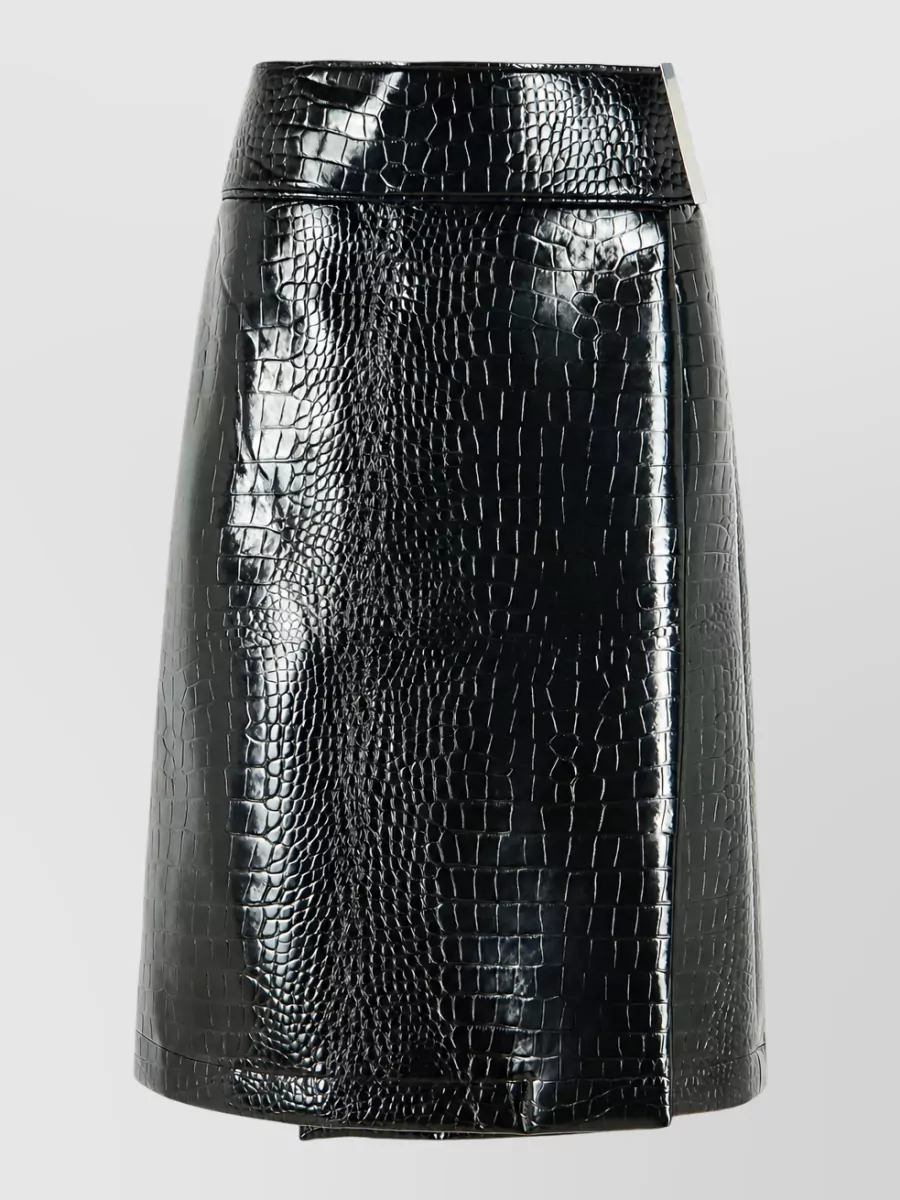 Sportmax Crocodile-print vinyl midi a-line skirt