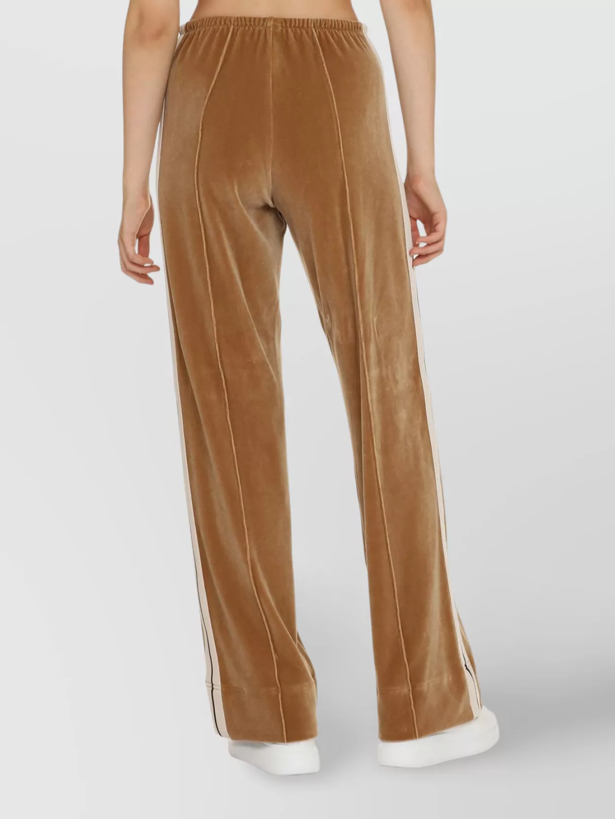 Shop Palm Angels Velvet Trousers With Contrasting Color Stripe