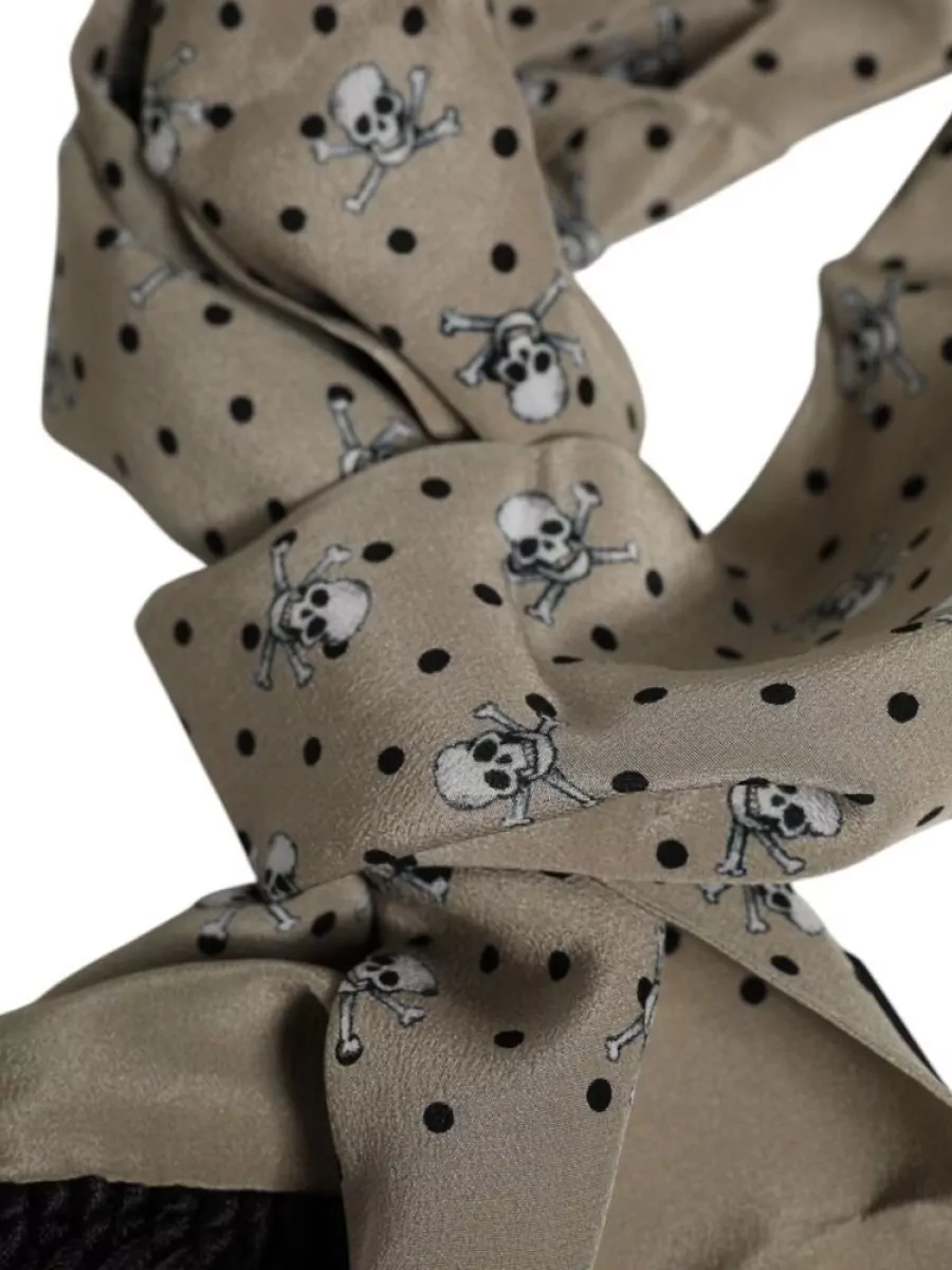 Dolce&Gabbana Silk Skull-Print Fringed Scarf