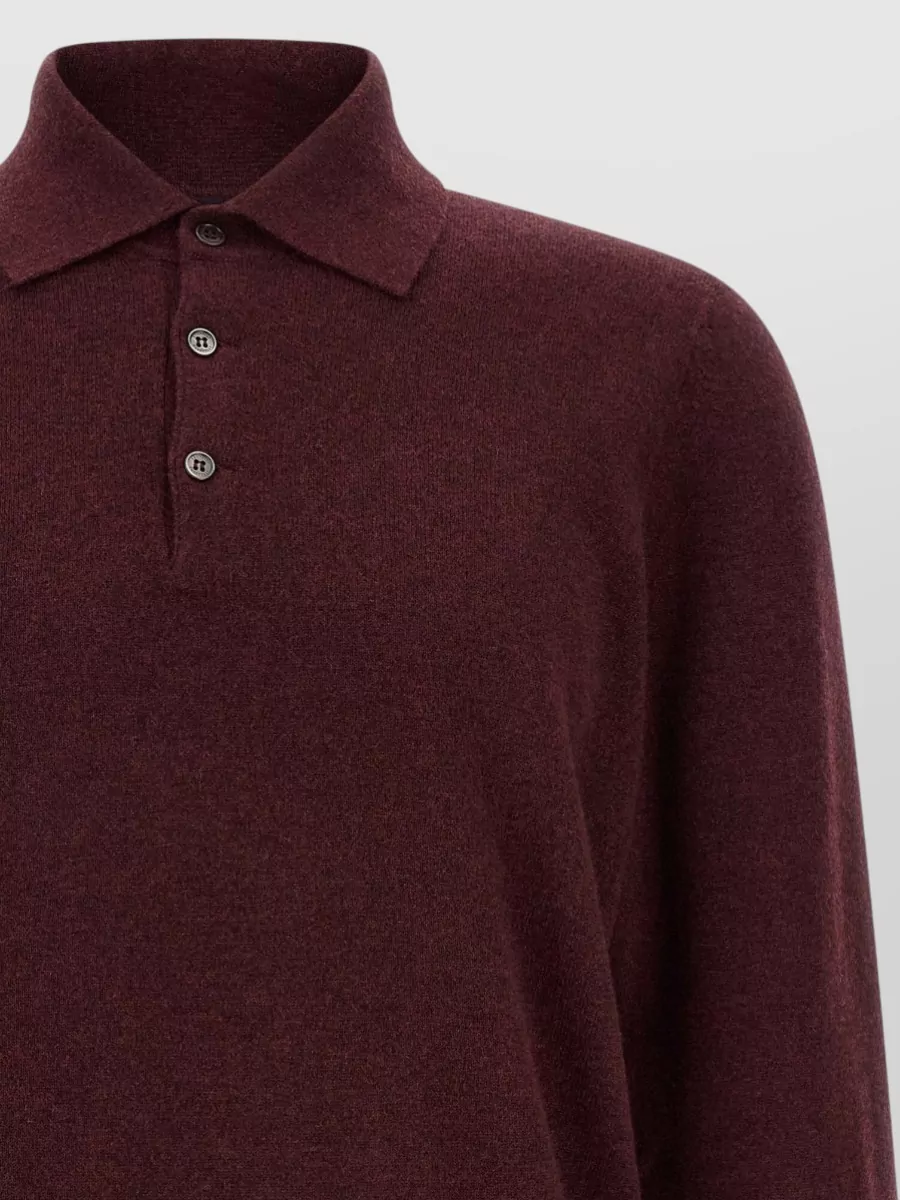 Brunello Cucinelli Cashmere Long-Sleeve Polo Sweater
