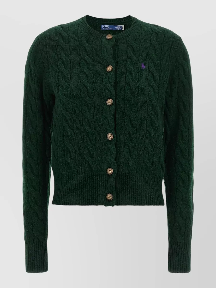 Polo Ralph Lauren Cashmere Wool Cable Knit Crew Neck Cardigan