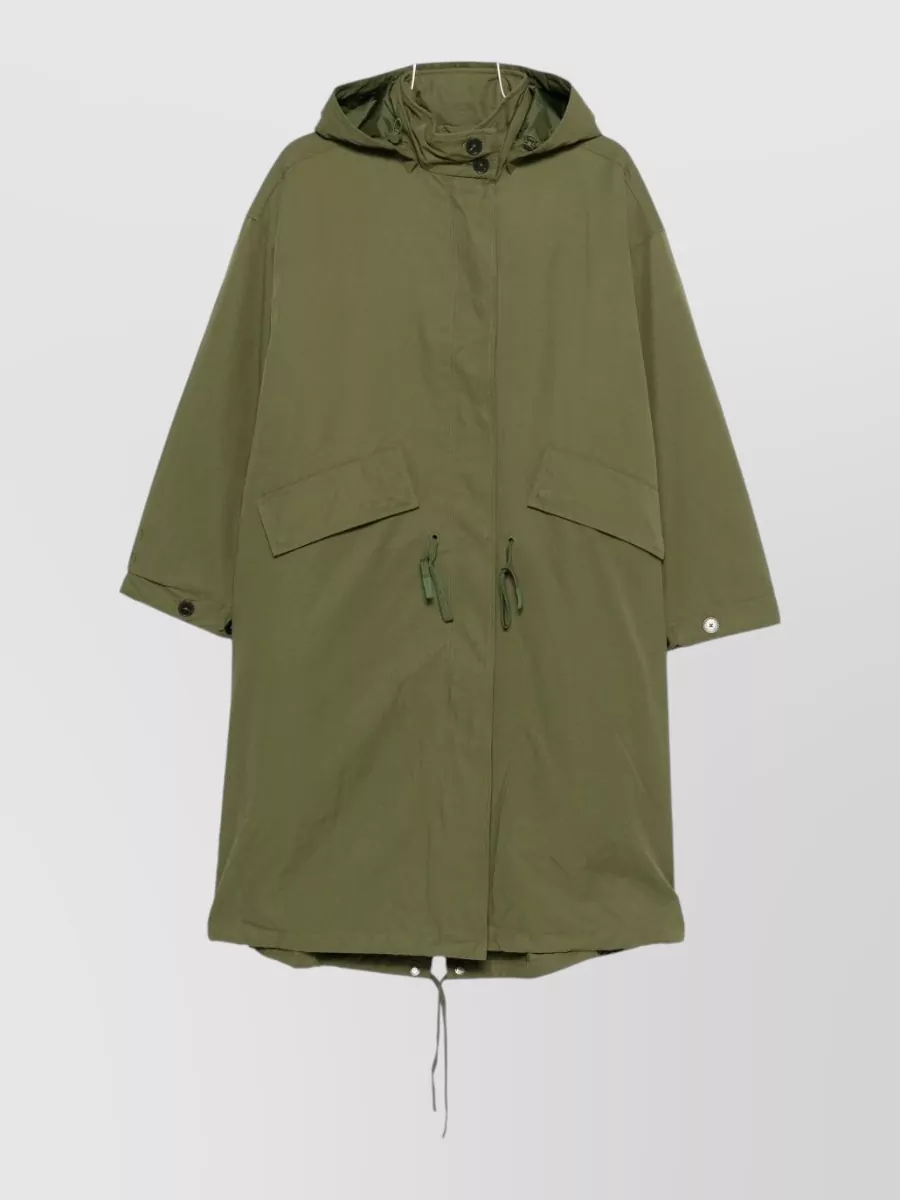 Closed Hooded Cotton Nylon Parka Coat