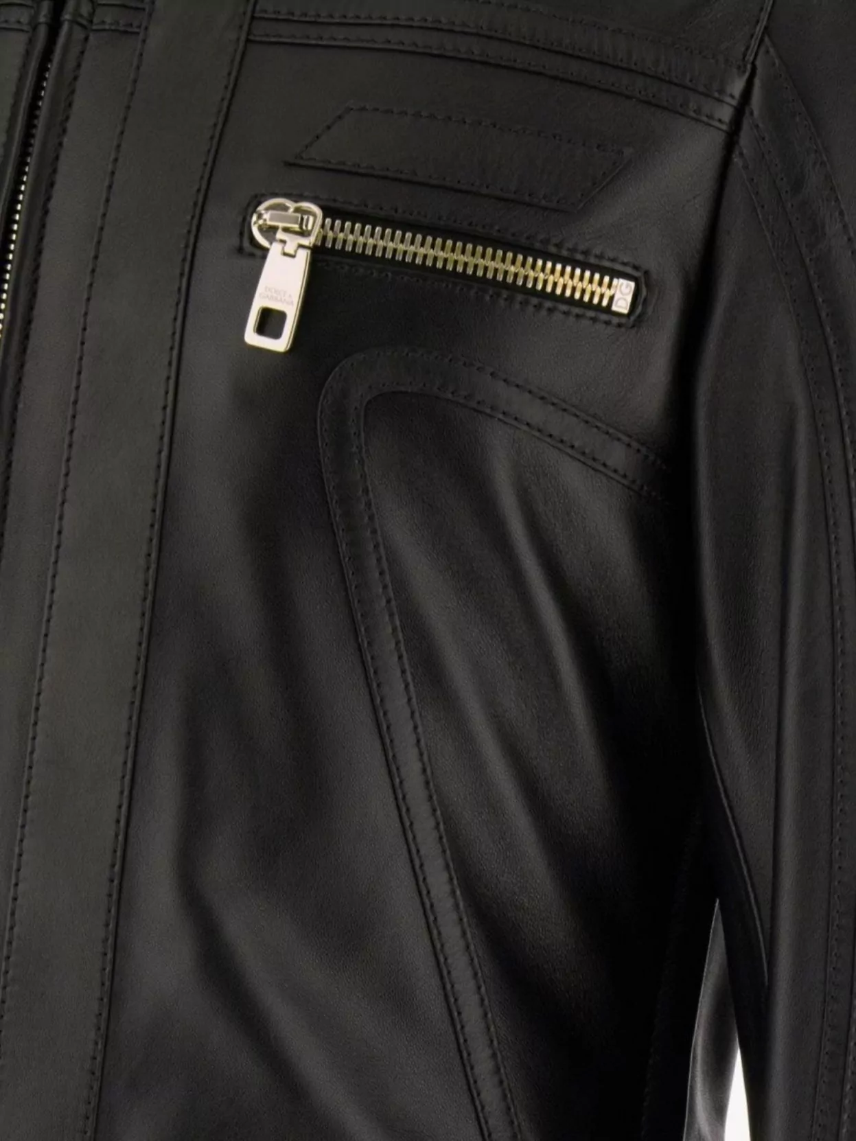 Dolce&Gabbana Nappa Leather Jacket With Three Zip Pockets