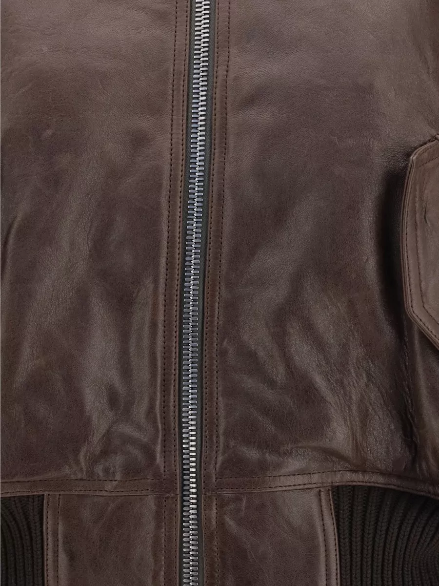 Rick Owens Calf Leather Cropped Bomber Jacket