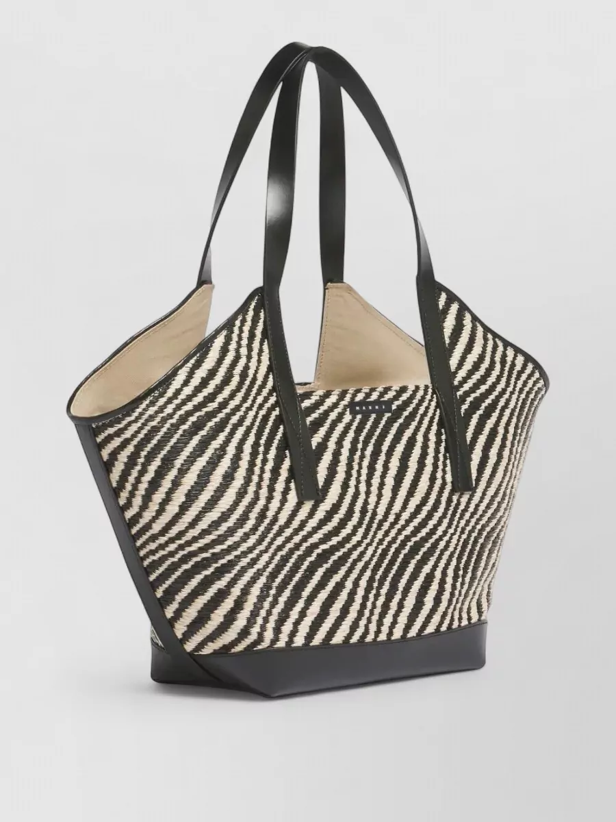 Marni Small Tote Bag Dual Handles Zebra Pattern