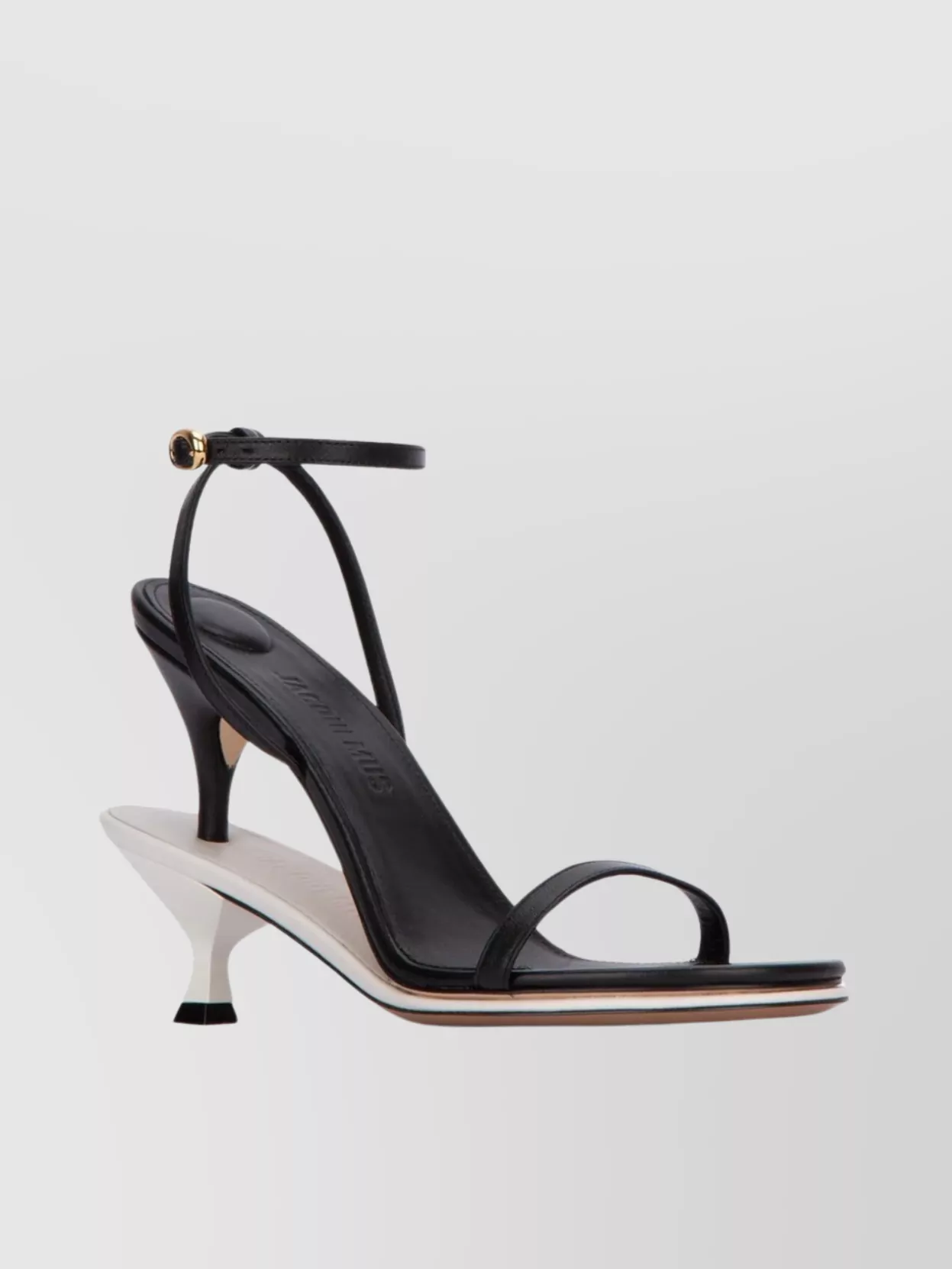 Shop Jacquemus Metallic Heel Detail Open Toe Sandals
