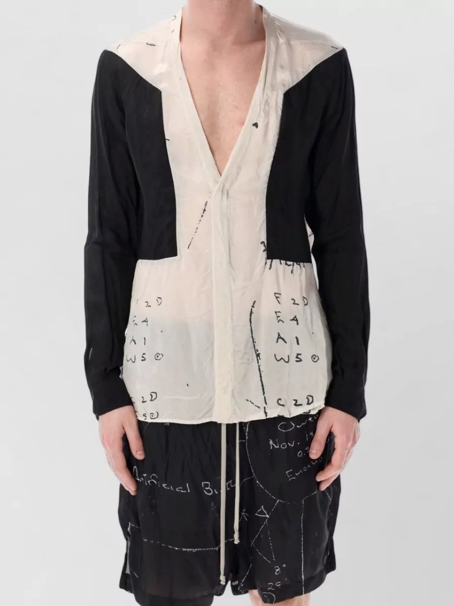 Rick Owens Printed v-neck long-sleeve shirt