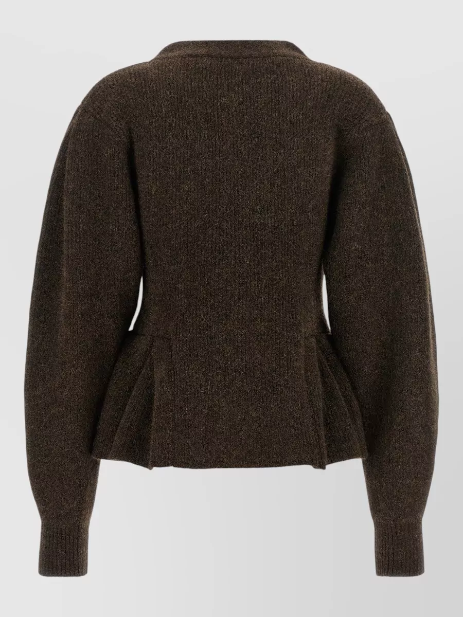 Rotate Birger Christensen Ribbed Peplum Cardigan